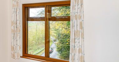 double glazing window with curtains